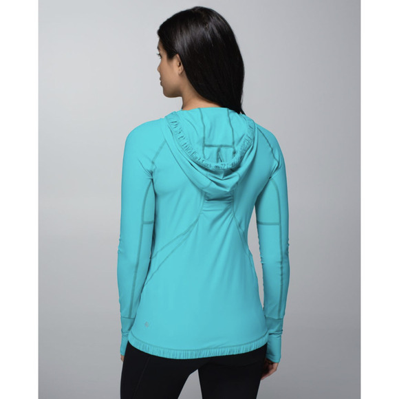 Lululemon UPF50 Lightweight Run Surf Hoodie Long Sleeve Slim 4 Turquoise - Picture 3 of 14